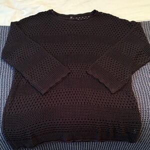 Elegant Black Crochet Top Swim Coverup